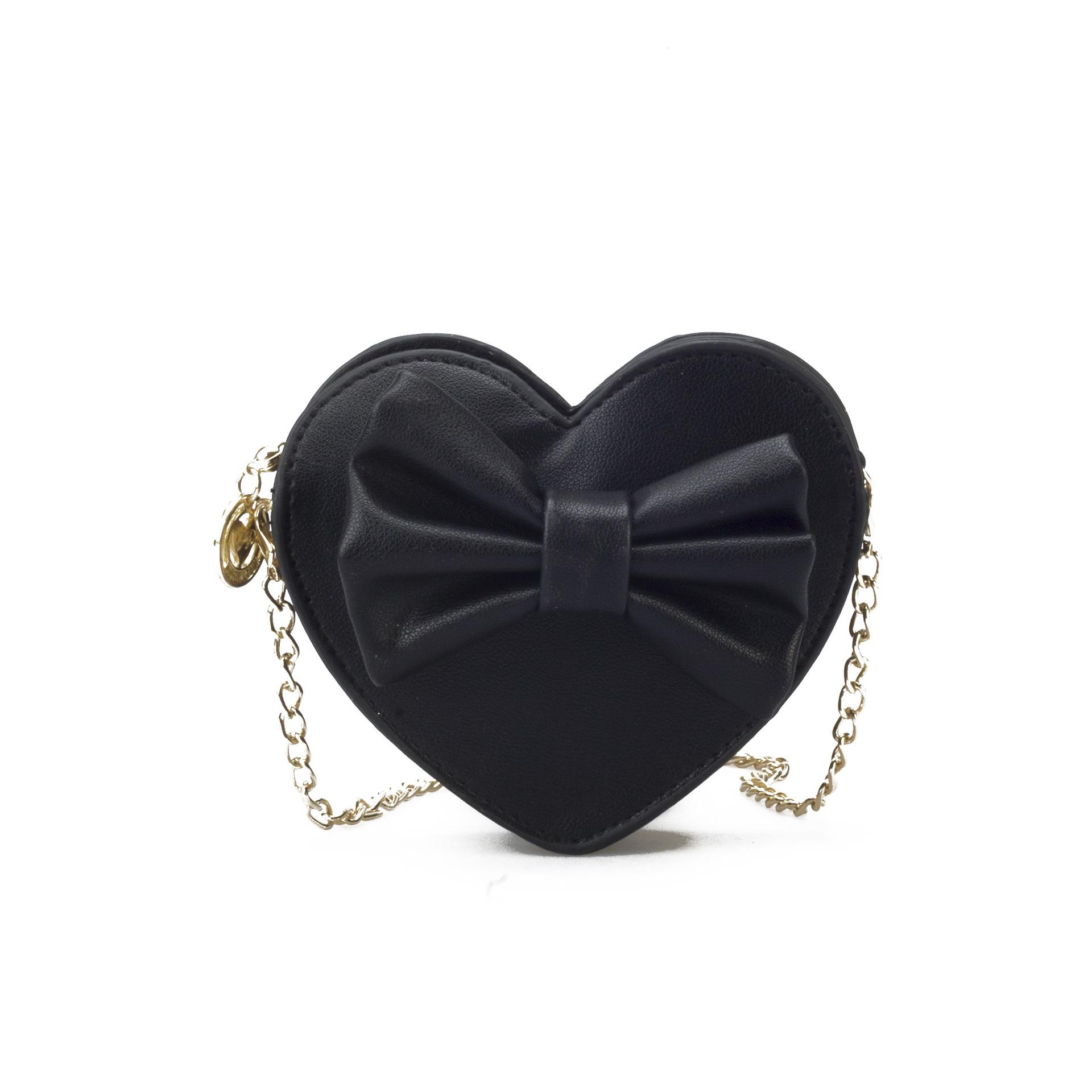 

Simple and Adorable Mini Bag with Heart-shaped Bow on The Shoulder Strap and Side Carry Design чёрный