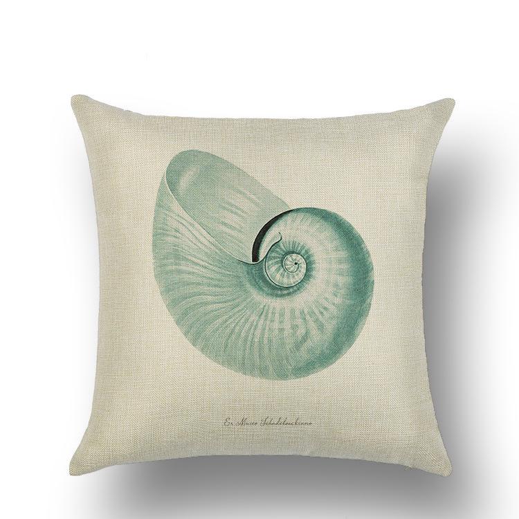 Hand-painted Marine Style Undersea Creatures Starfish Seahorse Seagrass Coral Linen Pillowcase Cushion Set Decorative Pillow