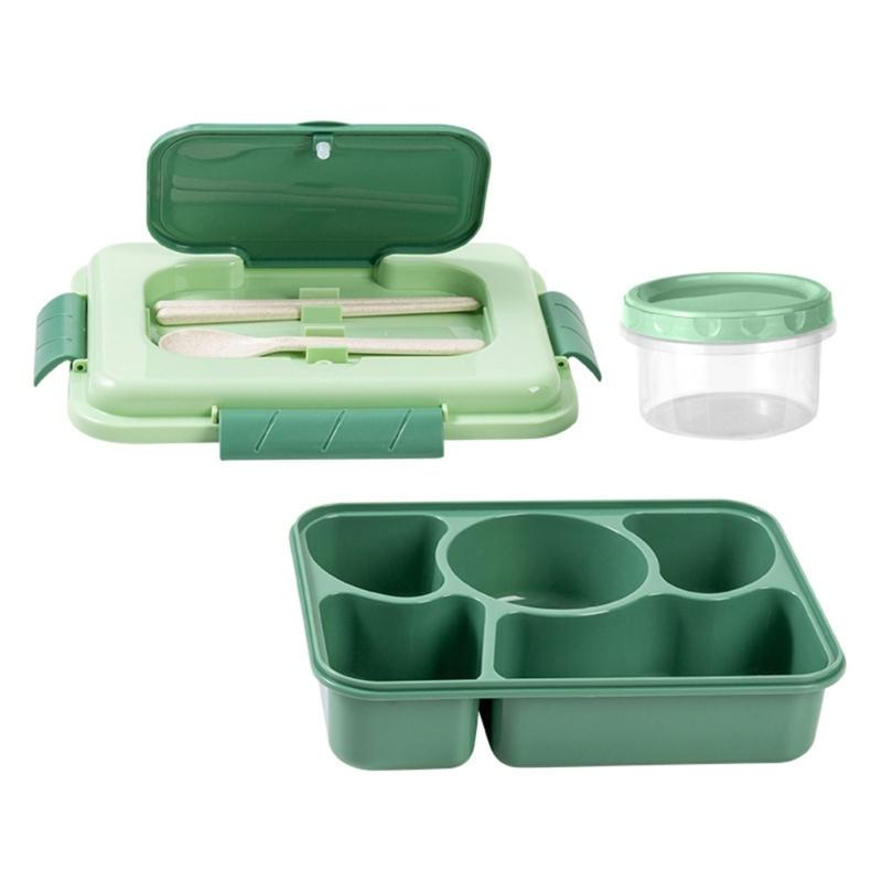 Food Container With Divided Compartments Soup Bowl Utensils Microwave Safe Plastic Lunch Box For Home Office