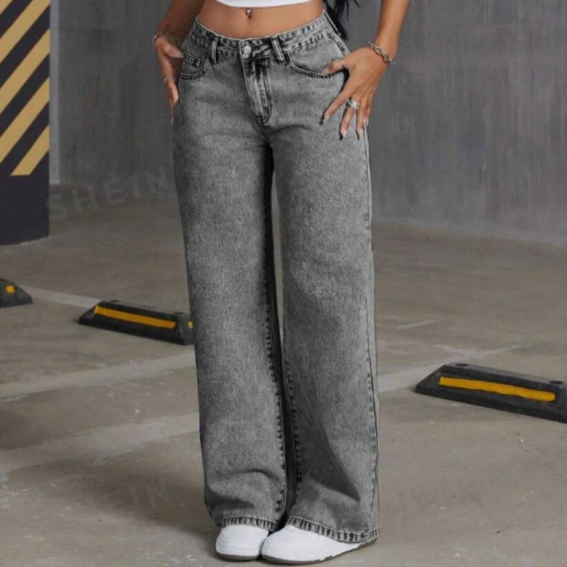 

Европейские и американские весенне-осенние джинсы с вышивкой в виде банта для женщин, с высокой посадкой, прямые брюки M