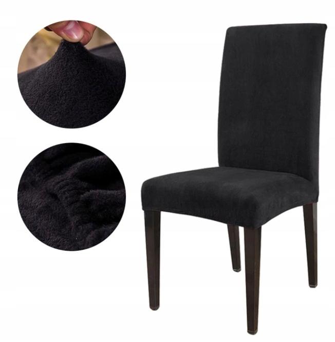 Velvet Plush Chair Cover Thick Black