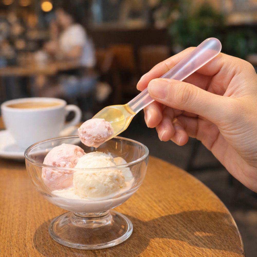 Colorful Glass Dessert Spoon Heat Cold Resistance Ice Cream Spoon Stirring Spoon  Restaurant