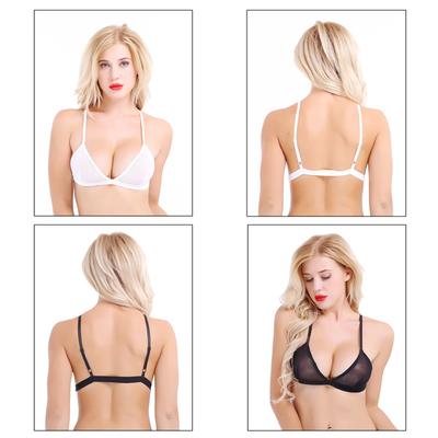 Damen Dessous Weiche Atmungsaktive Mesh Dreieck Bralette Push-Up Bikini BH Tops