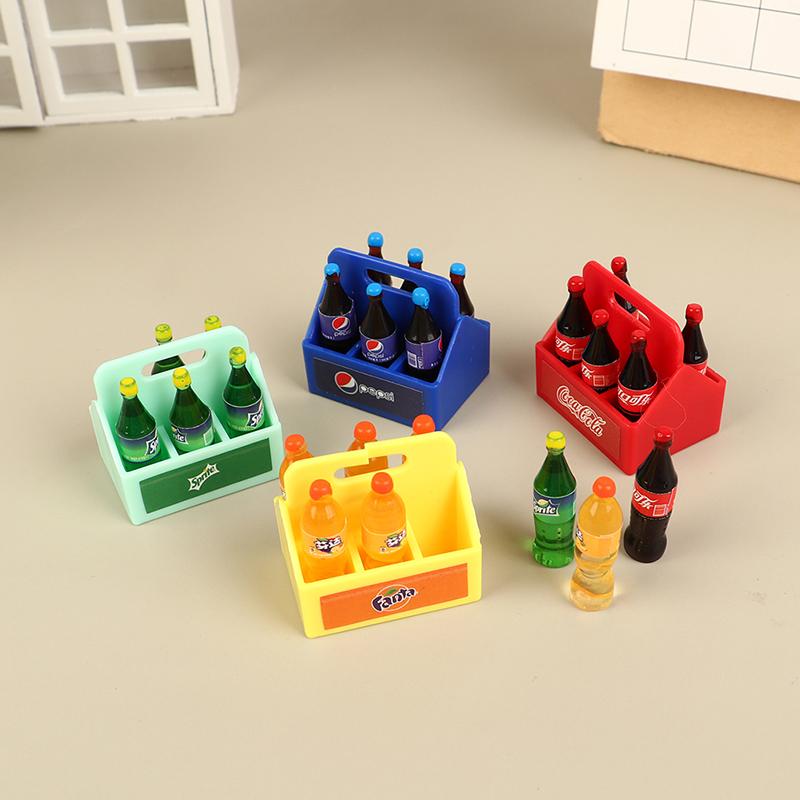 1Set Dollhouse Miniature Cola Soda Sprite Bottles Modle Kitchen Diy Accessories