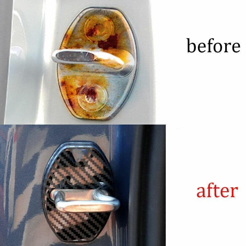 For Porsche 718 2016-2024 Carbon Fiber Steel Door Lock Buckle Protect Cover Trim