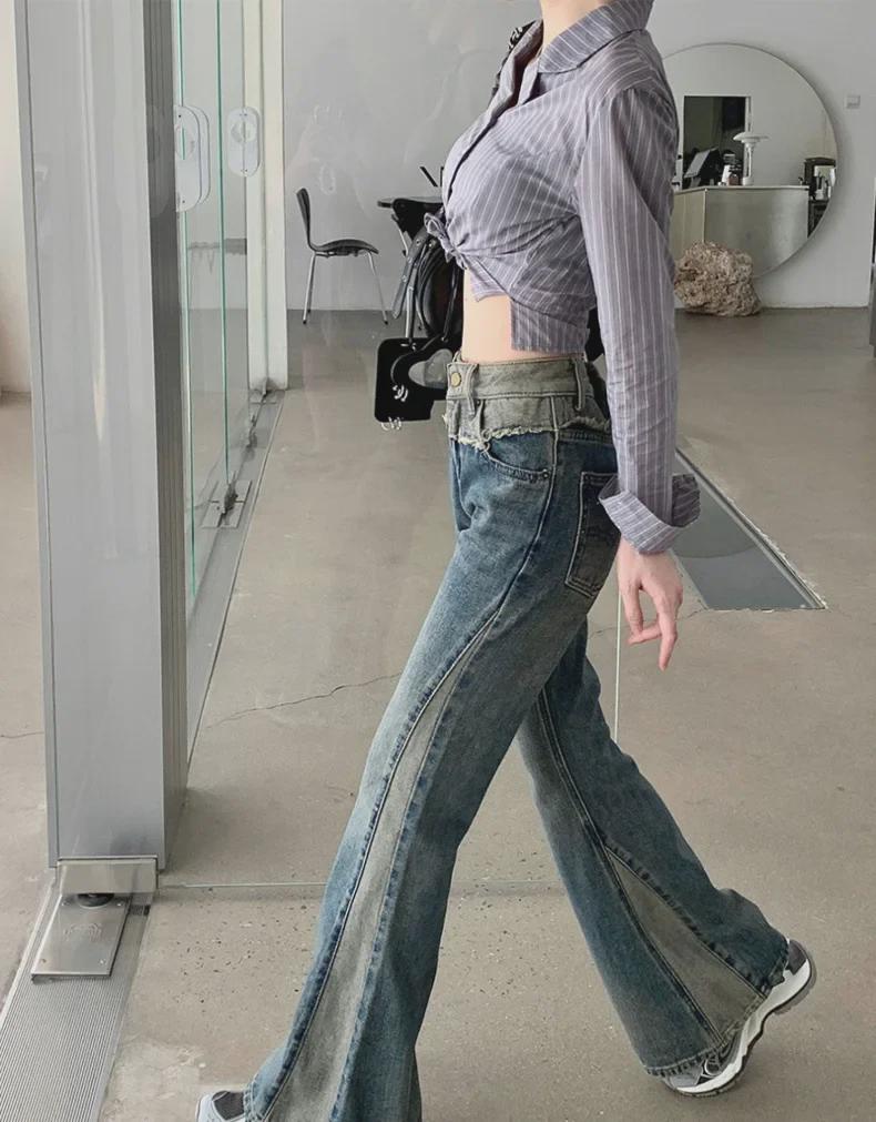 High-Waisted, Slimming, Loose Flared Jeans - Plus Size, Wide-Leg, Floor-Length for Spring & Autumn Women