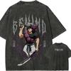 Gojo Satoru Nah Id Win Tshirt Jujutsu Kaisen Meme Tee Vintage Washed Oversized Retro Anime Harajuku Streetwear Graphic Men Top