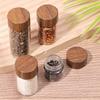 6PCS Transparent Wooden Lid Mini Glass Bottles 10/20/30 ML Mini Tea Bottle  Seasoning