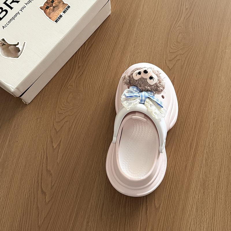 Cute shit-stepping Sherry Mei non-slip thick-soled women's hole shoes spring and summer new outer wear color matching bag head slippers