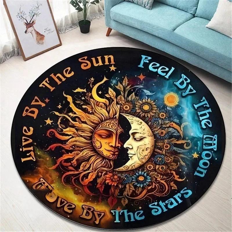 Runder Vintage-Teppich 'Baum des Lebens' für Wohnzimmer und Schlafzimmer Eleganter rutschfester Teppich Stilvolle dekorative Bodendekoration Perfektes Geschenk