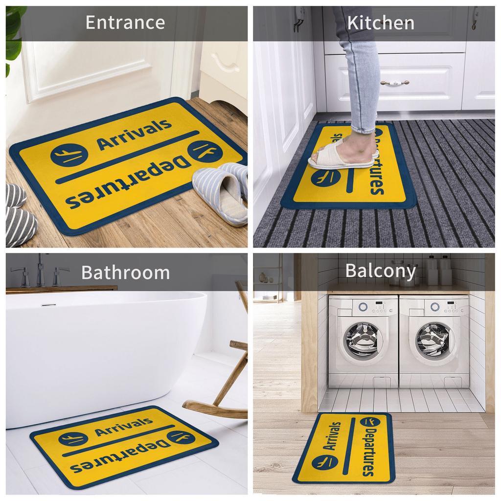 Aviation Airplane Departures Arrivals Floor Door Bath Kitchen Mat Anti-Slip Outdoor Doormat Garden Entrance Rug Carpet Footpad