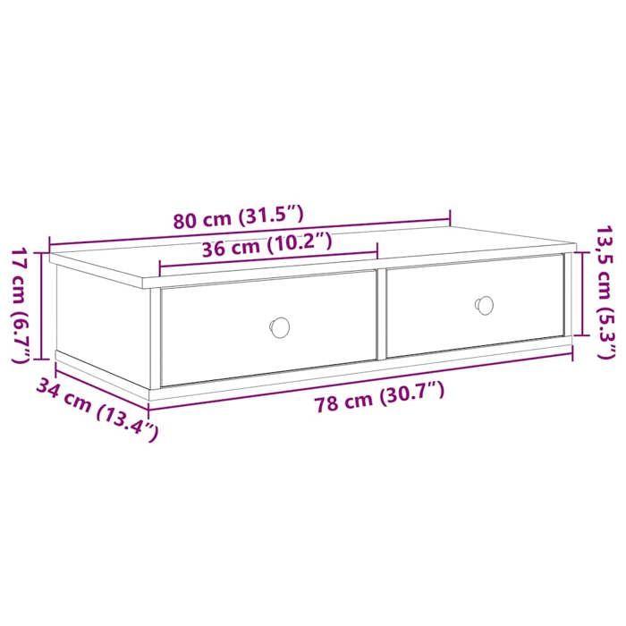 VidaXL Wall Shelf with Drawers Artisan Oak Engineered Wood 859958