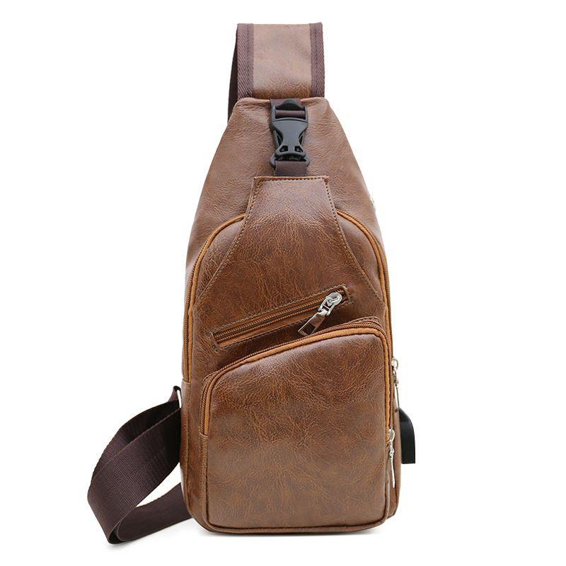 Mens Sling Bag With Usb Charging And Multiple Interior Pockets**