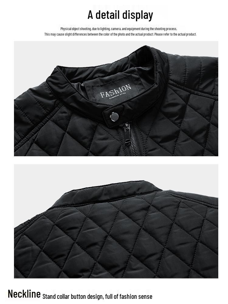 Pánská lehká bavlněná prošívaná bunda se stojáčkem - podzim/zima 2021 Korejský styl