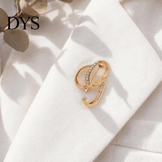 Strong Buckle Brooch English Letter with Sparkling Rhinestones, Lightweight Thin Design Lapel Anti-oxidation Pin, Electroplating Anti-Oxidation Badge