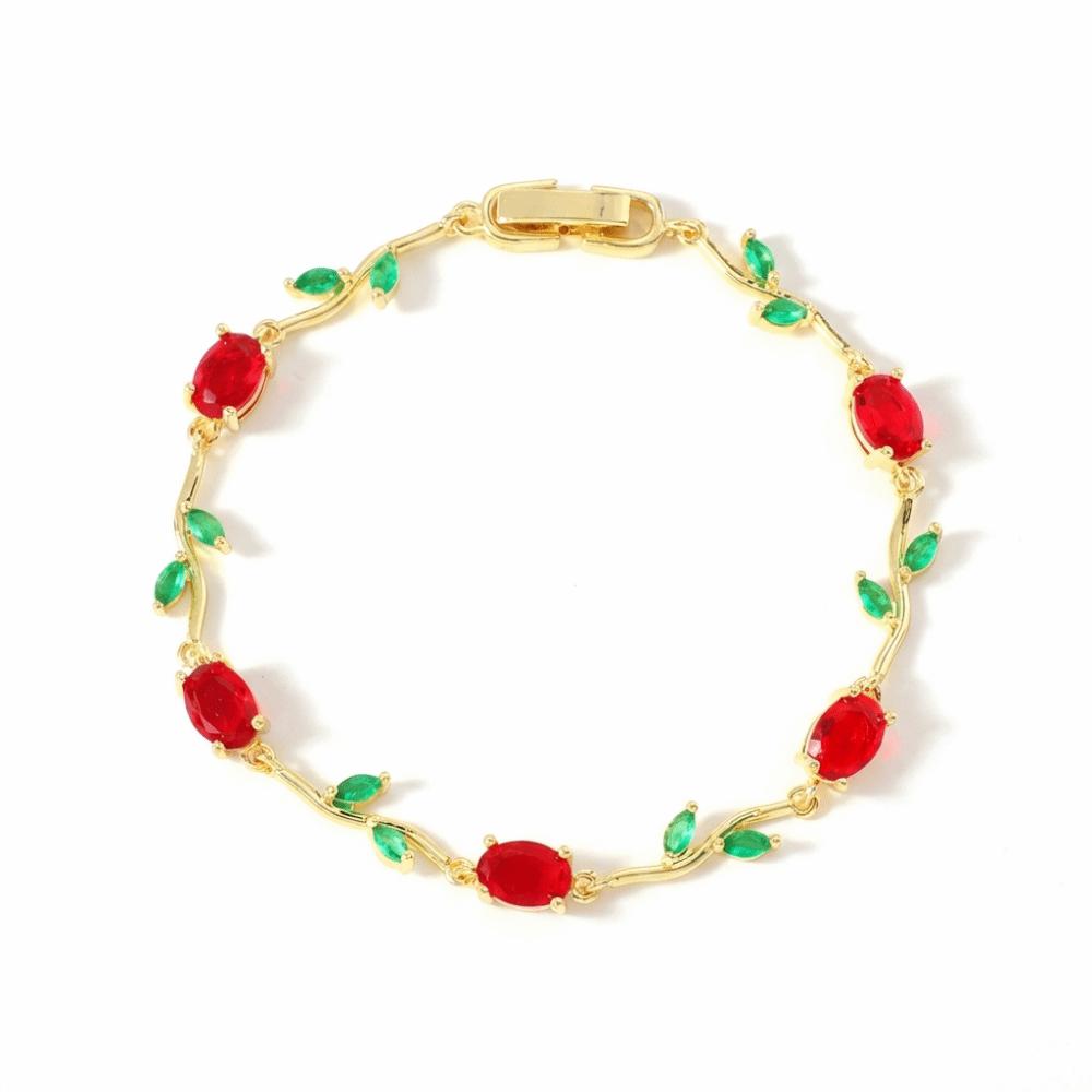 Luxury Sparkling Leaf Chain Gold Silver Color Crystal Sparkling Leaf Bracelets  Jewelry Gift