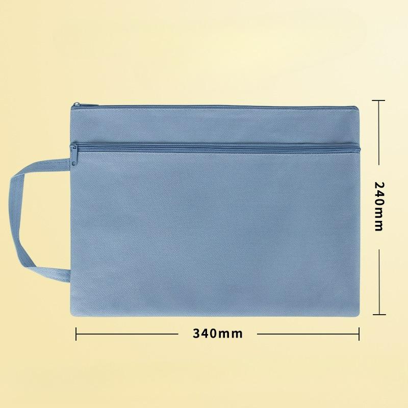 

Classification File Bag Morandi Color Large Capacity Double Layer Oxford Cloth Thickened Waterproof Student Zipper Bag A4 File Bag синій