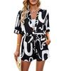 Summer Women's Fashion Printed Loose Casual Shirt Shorts Two-piece Set
