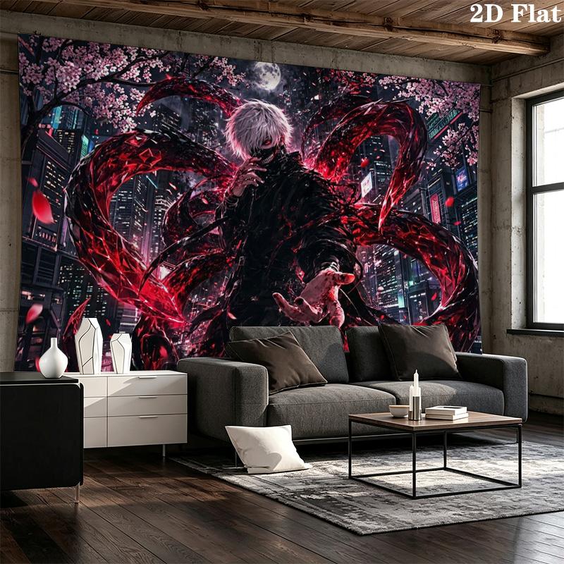 Ken kaneki anime Wall Tapestry Aesthetic Wall Hanging Printed Fabric Blanket Decorative Tapestries for Bedroom Living Room Home Decor