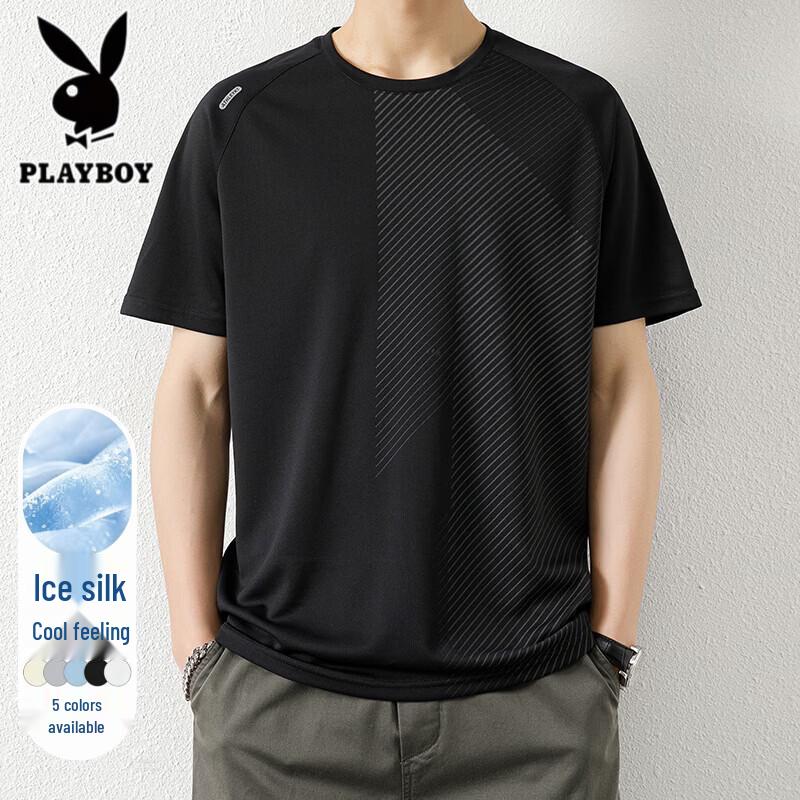 Playboy Men s Ice Silk Quick-Dry Short Sleeve T-Shirt M