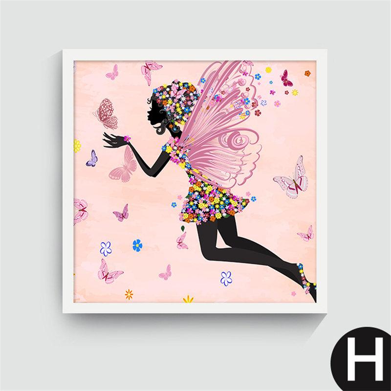 Nordic Canvas Painting Cartoon Square Posters Dancing Riding a Bike Horse Driving a Car Beautiful Girls for Girl's Room