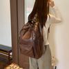 Vintage PU Backpack for Men Women Casual Daypack Travel School Bag with Multi Pockets