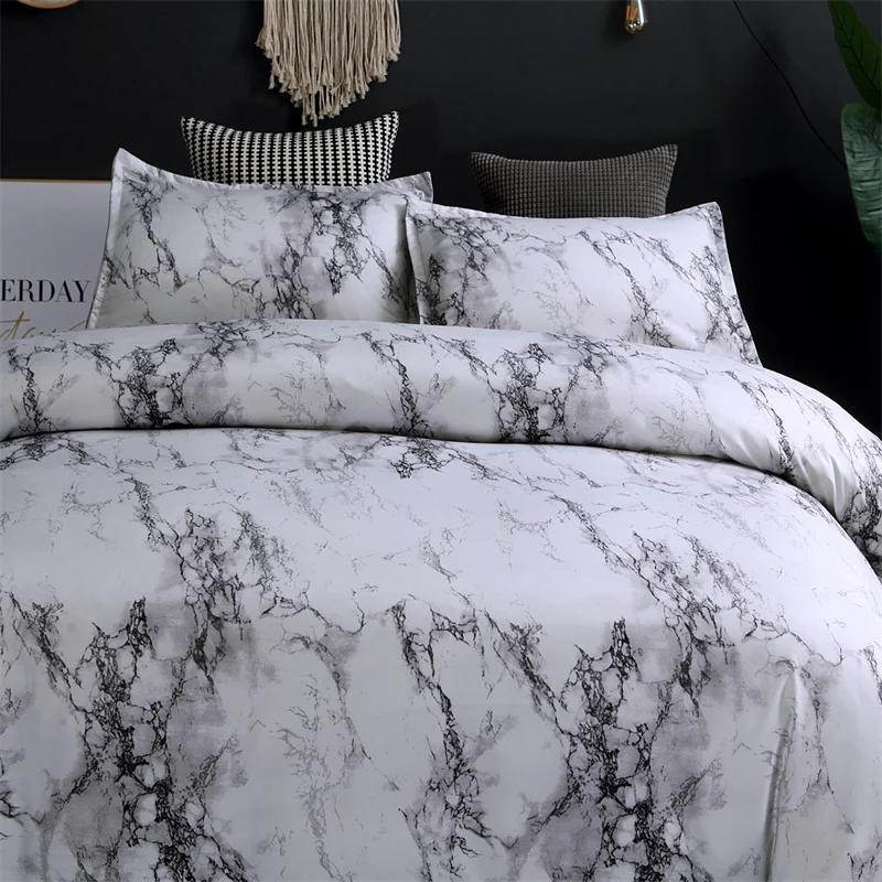 Marble 3pcs 100% Polyester Duvet Cover Set Granite Surface with Stormy Natural Mineral Stone Pattern Comforter Cover