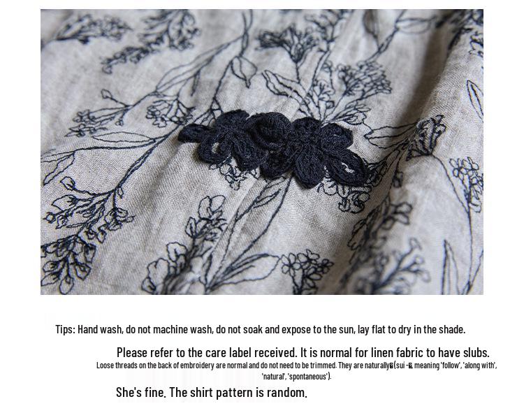 Highly Recommended Retro Floral Embroidery Lightweight Shirt - Autumn Chinese Style
