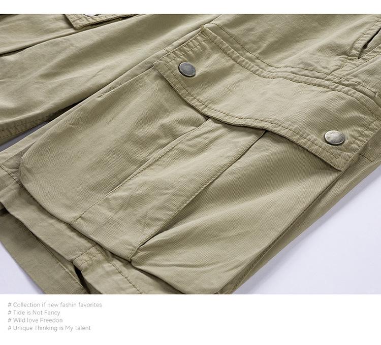 Men's Retro Multi-Pocket Loose Cargo Shorts 079 - Trendy Summer Style