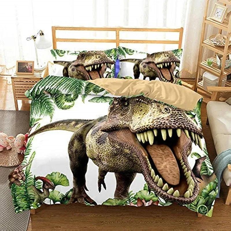 3D Dinosaur Duvet Cover Set Queen Size for Boys Dinosaur Bedding Set T-Rex Dinosaur Comforter Cover Bed Set Home Decor for Teens