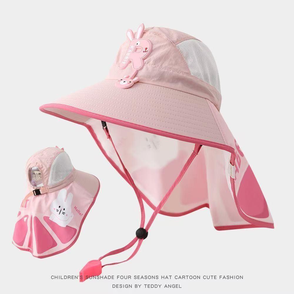 Children's Summer Sun Protection Hat with Face Shield and Wide Brim