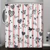 1pc Romantic Valentine's Day Pink Striped Cartoon Pattern Digital Print Shower Curtain, Bathroom Decor with Free Hooks, Machine