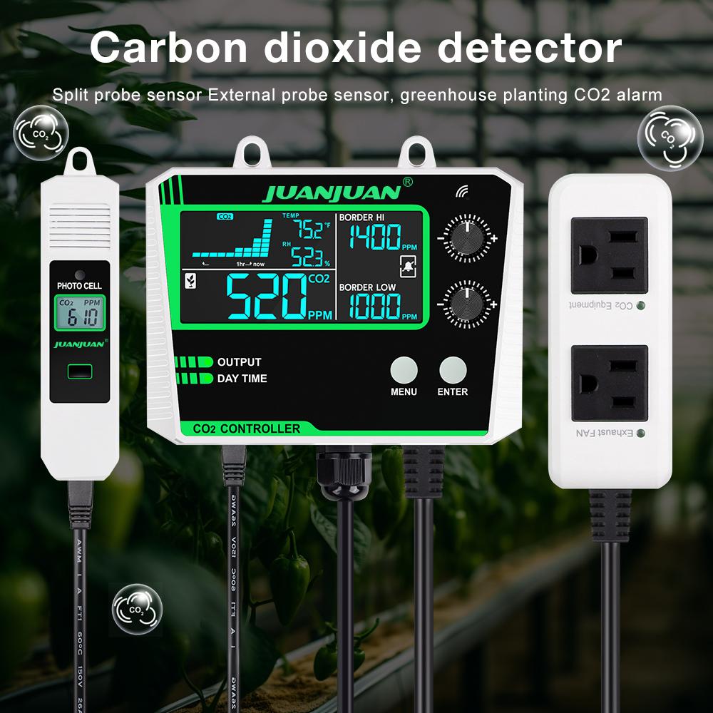 Digital CO2 Controller Air Quality Monitor 0~5000ppm CO2 Concentration Detector Carbon Dioxide Regulator for Plant Greenhouse