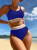 New bikini two-piece high-waisted webbing triangular slim swimsuit for women