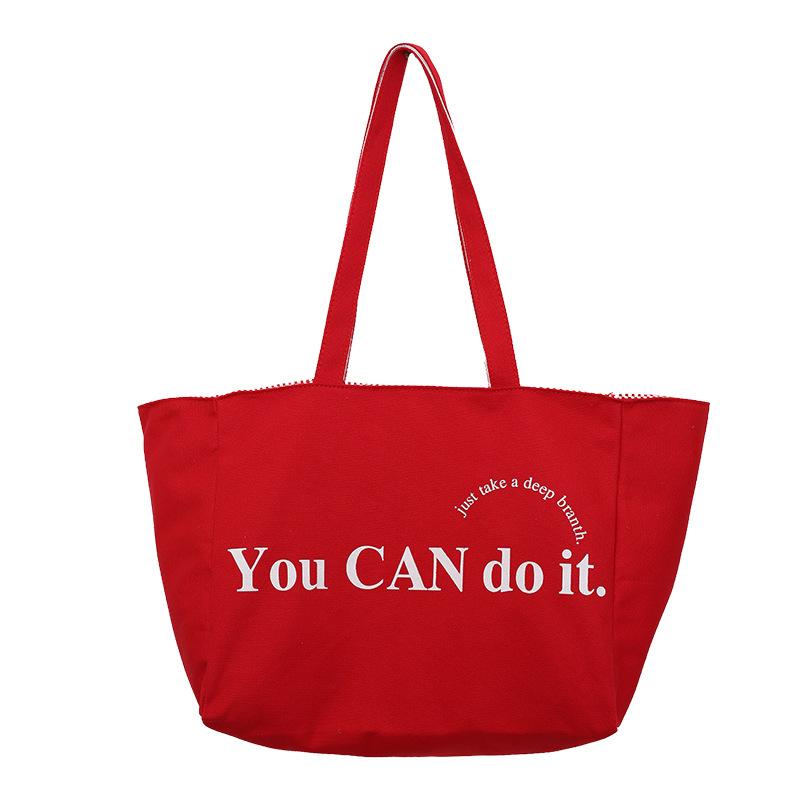 Spring and Summer New Large-capacity Striped Canvas Bag Double-sided Tote Bag Versatile Shoulder Bag