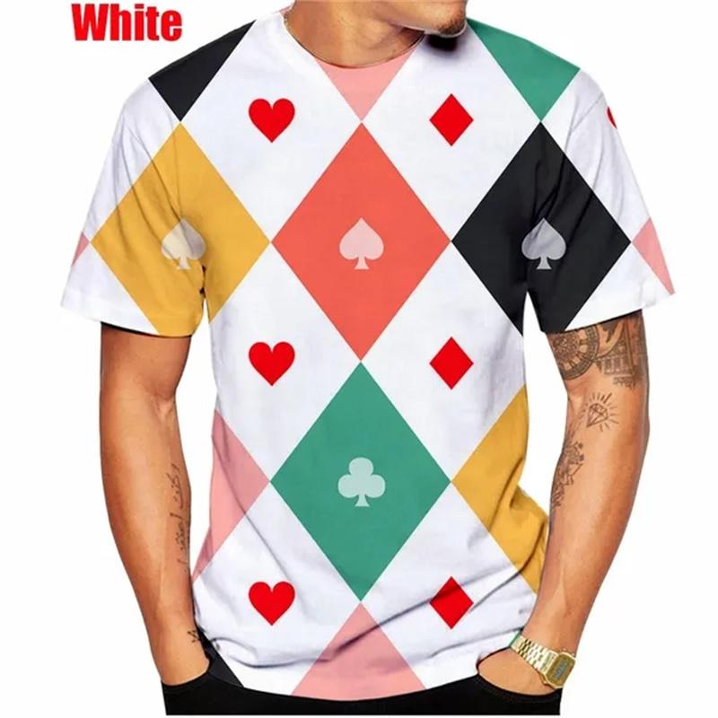Ny Mode Poker 3D-tryckt T-shirt Sommar Casual Herr Dam Hip Hop Oversize Kortärmad T-shirt Street Wear Toppar