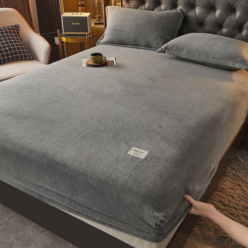 Prześcieradło z dopasowaną wstawką z aksamitu w rozmiarze queen, luksusowe, supermiękkie, przytulne, z polaru, z kieszenią o głębokości 12 cali, odpowiednie na jesień, zimę i wiosnę, bez poszewek na poduszki