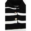 Black And White Polo Neck Striped Knitwear Sweater Tctaw24ak00045