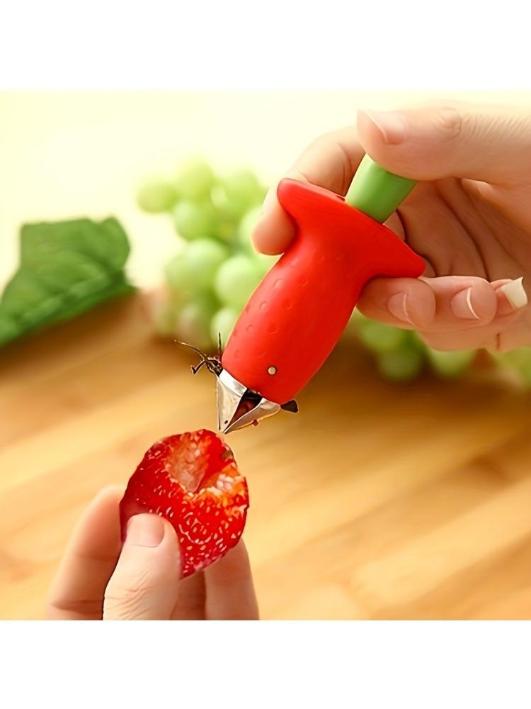 2pcs strawberry huller, plastic fruit corer with metal blade, essential tool for simple fruit preparation