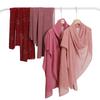 Rhinestone Arabic Numerals Beads Bubble Chiffon Hijab Shawls Women Wrap Elastic Muslim Full Cover Islam Foulards Bonnet Headband