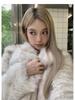 Women's Winter Fox Fur Coat - Short, Fluffy, Large Lapel Design