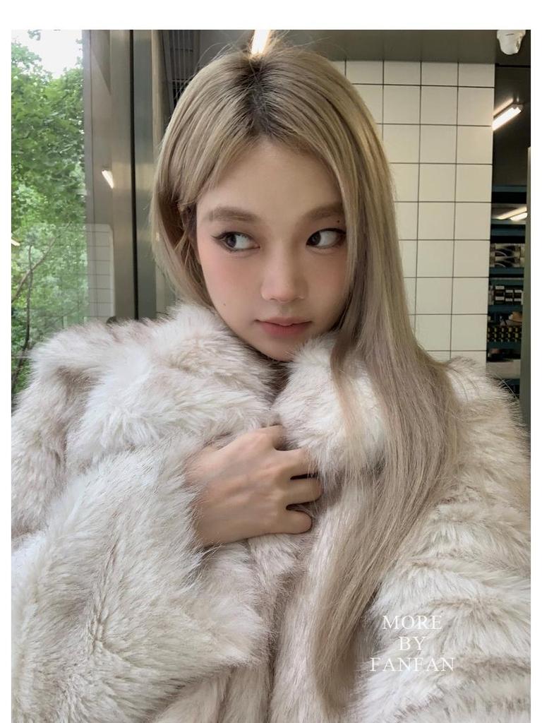 Women's Winter Fox Fur Coat - Short, Fluffy, Large Lapel Design