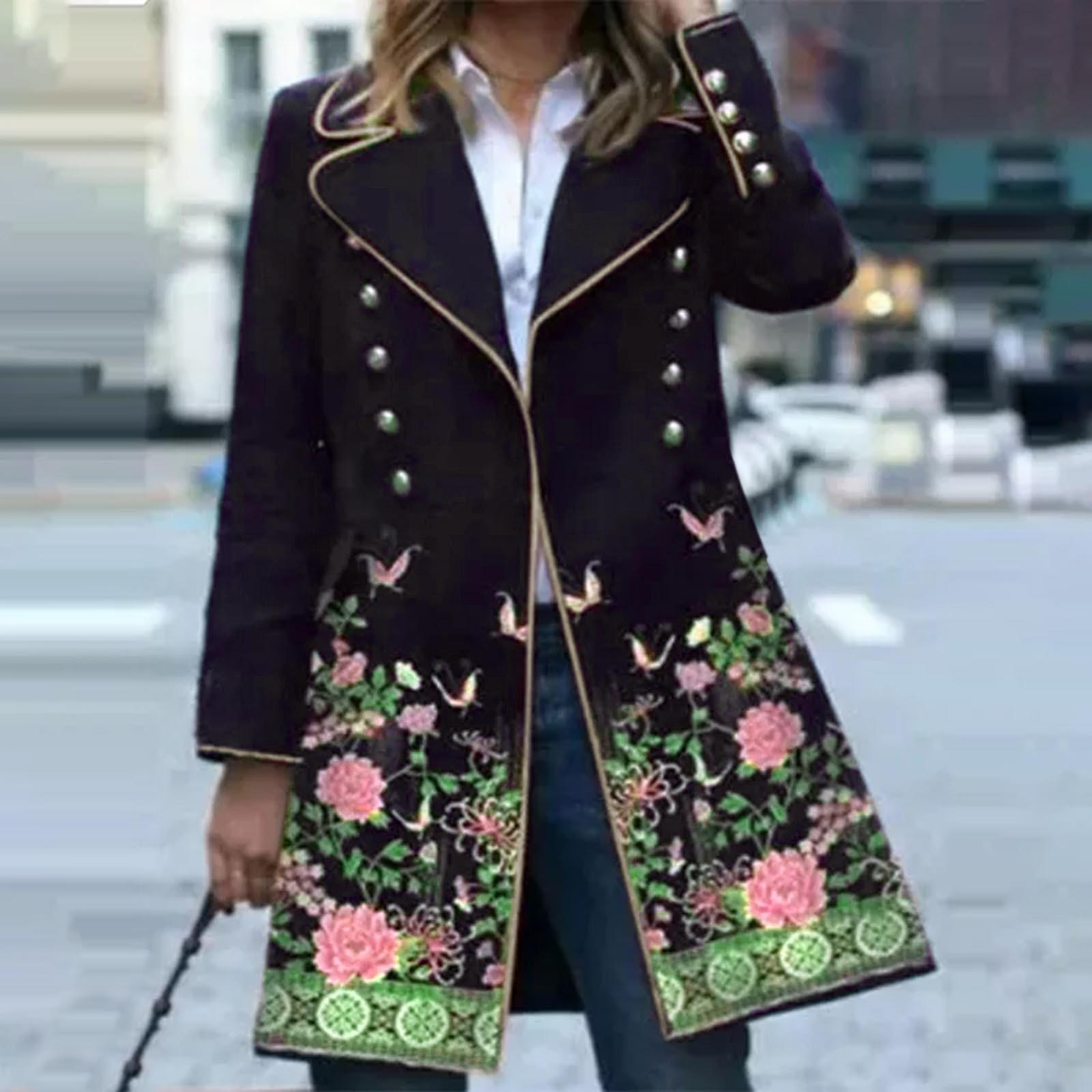 

Женское зимнее теплое шерстяное пальто средней длины с длинным рукавом и принтом, верхняя одежда с карманом XL розовый