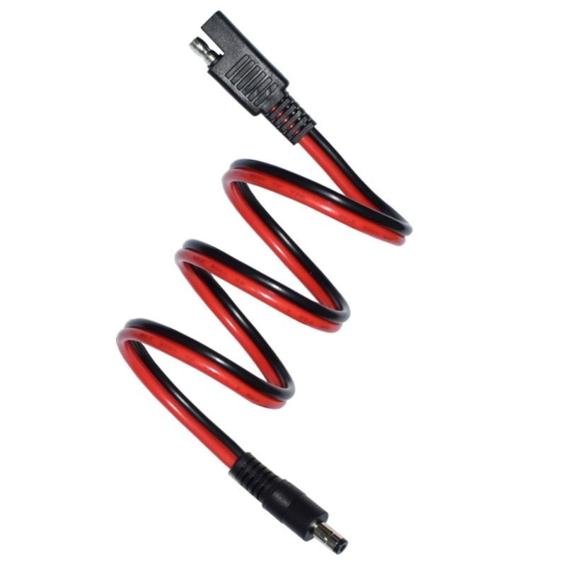 Flexible 60cm SAE 2Pin to DC5.5mmx2.1mm Power Adapter Cable for Efficient Charging in Motorcycles and Portable Devices
