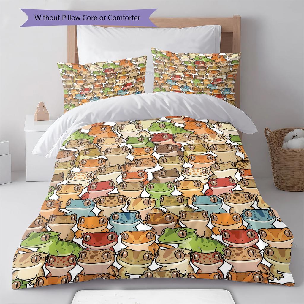Cartoon Animal Art Pattern Bedding,Quilt Set Quilt Cover Pillowcase Home Birthday Gift (1 * duvet cover + 2 * pillowcase, without core)