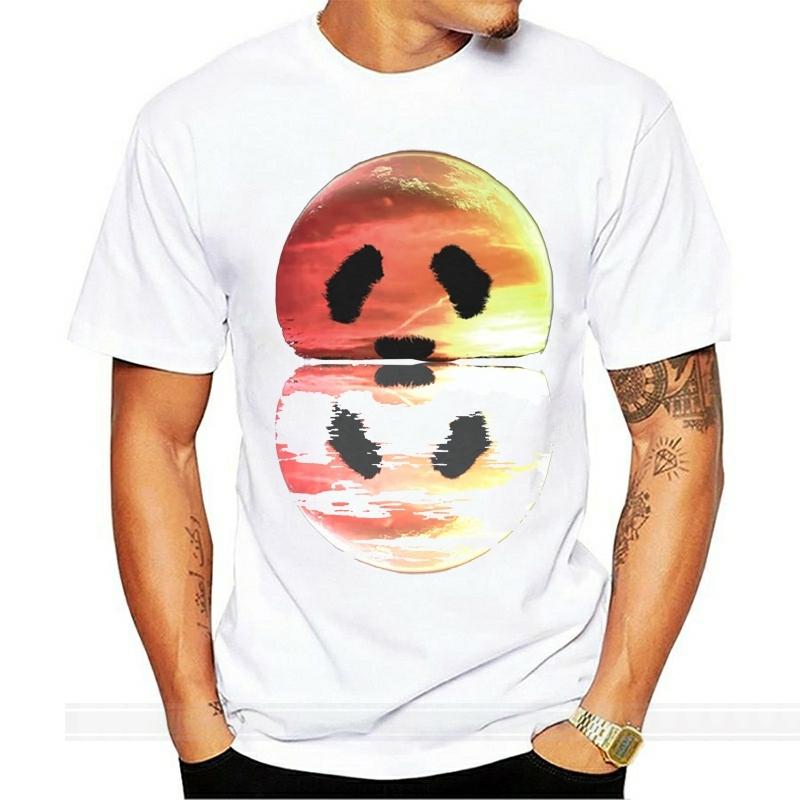 Sunset Panda Moon Shadow T-Shirts Men Formal Short Sleeve  Pullover Cotton Clothes University T Shirt Oversize Beach Tshirt