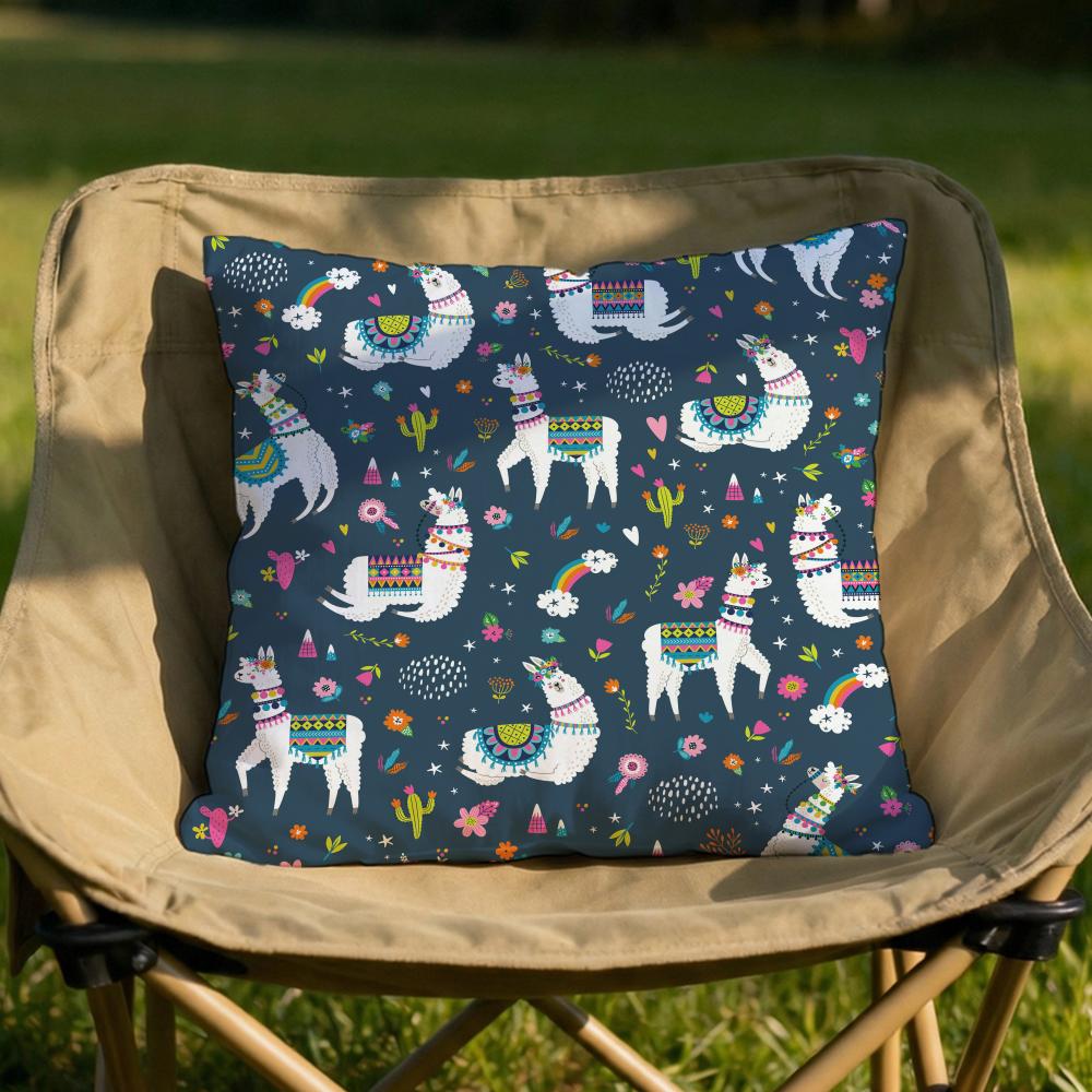 Cartoon Llama Pattern Cushion Cover Soft Reversible Durable Pillow Cover MultiScene Use for Home Car Daily Comfort