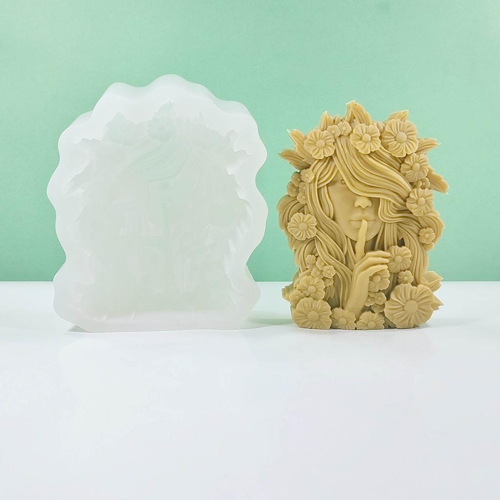 Flower Fairy Silicone Candle Mold 3D Girl Plaster Mould Cake Chocolate Making Tool Gypsum Soap Molds DIY Crystal Resin