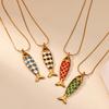 Farbige Emaille Fisch Anhänger Halskette für Damen Herren Charm Meeresleben Weibliche Halskette Schlangenkette Niedlicher Edelstahlschmuck