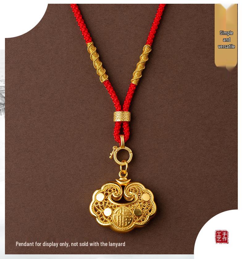 Hand-Woven Adjustable Jade Pendant Lanyard Necklace for Men and Women